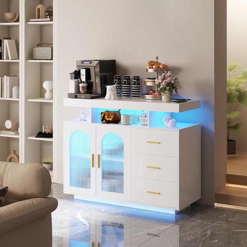 Wayfair Katracy 39.37'' Sideboard Cabinet with RGB LED Lights Wireless Charging USB Ports & Motion Sensor