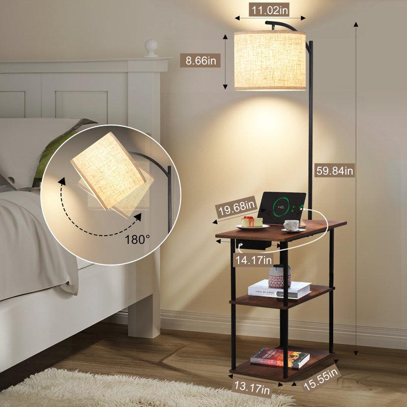 Wayfair Kazeem 59.84" Tray Table Floor Lamp With USB