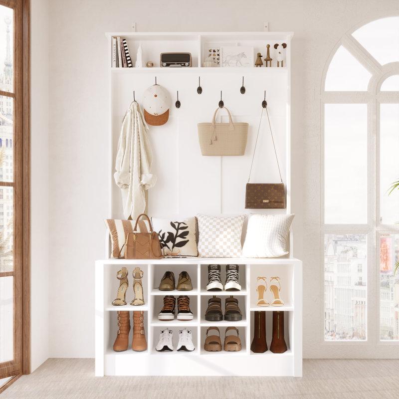 Wayfair Keasal Hall Tree 39.4'' Wide with Bench and Shoe Storage