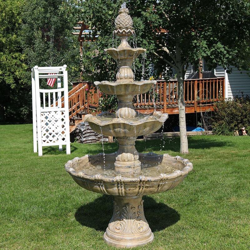Wayfair Keltner Weather-Resistant Resin Traditional 4-Tiered Outdoor Water Fountain