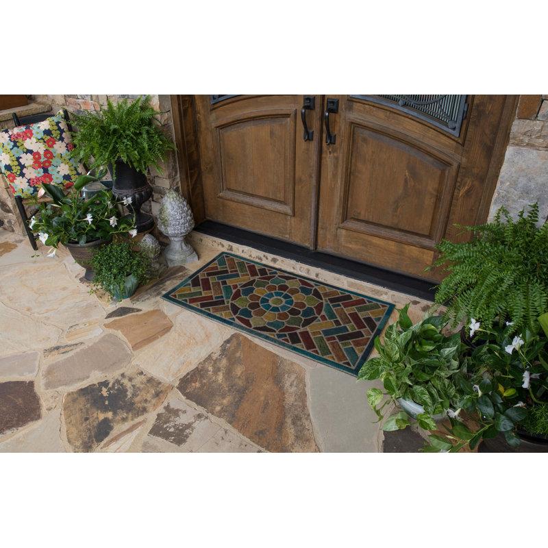 Wayfair Kesha Ornamental Tiled Medallion Recycled Rubber All Weather Indoor Outdoor Non-Slip Door Mat