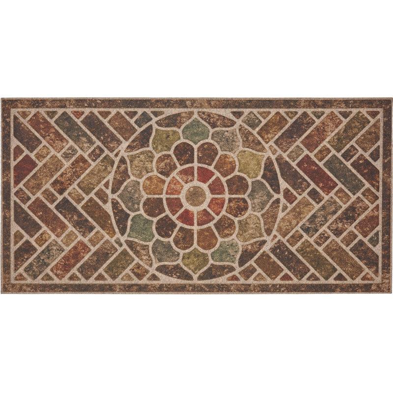 Wayfair Kesha Ornamental Tiled Medallion Recycled Rubber All Weather Indoor Outdoor Non-Slip Door Mat