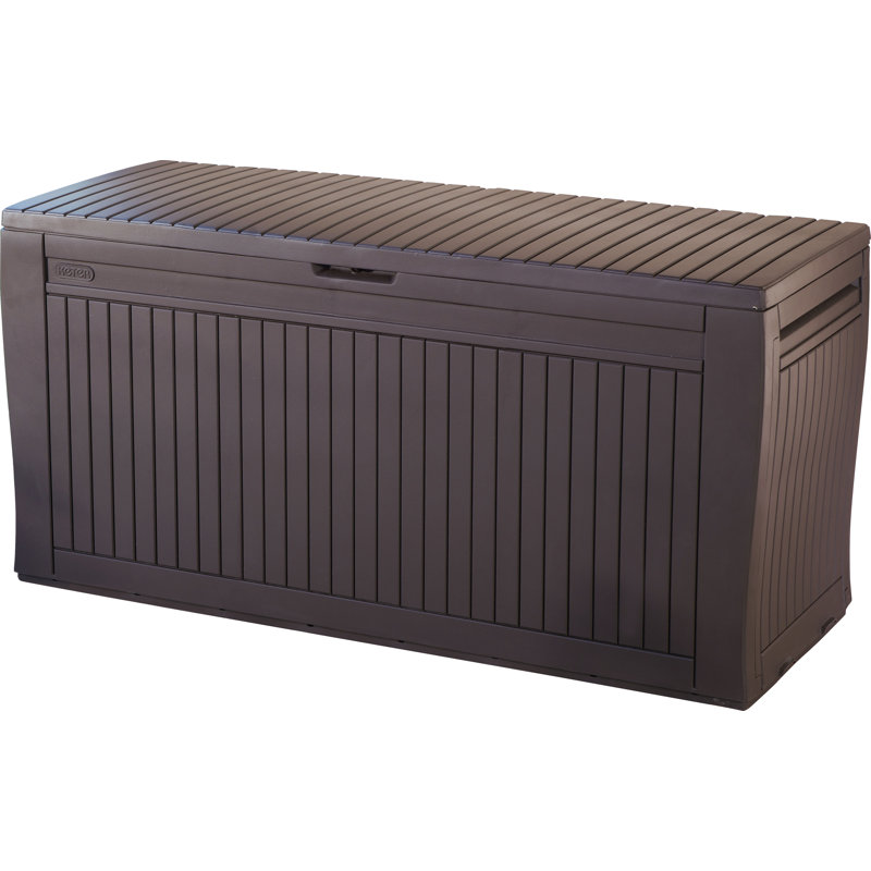 Wayfair Keter Comfy 71 Gallon Durable Resin Outdoor Storage and Organization Deck Box Ideal For Garden Patio Furniture and Supplies