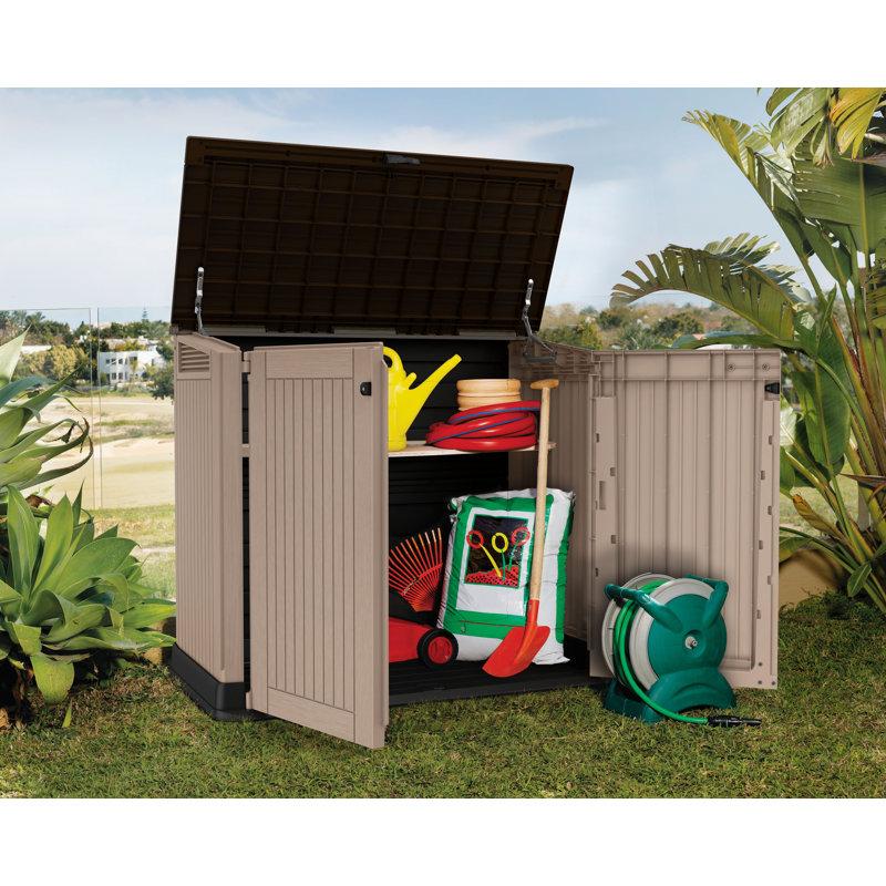 Wayfair Keter Store-It-Out MIDI 4.3x3.7 Ft. Durable Resin Outdoor Storage Shed With Floor And Double Doors For Garden Patio Furniture And Tools Brown