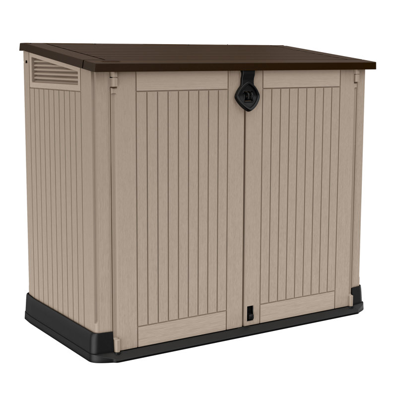 Wayfair Keter Store-It-Out MIDI 4.3x3.7 ft. Durable Resin Outdoor Storage Shed With Floor and Double Doors for Garden Patio Furniture and Tools Brown