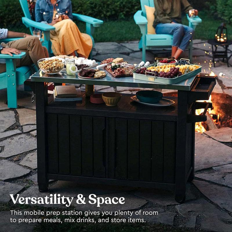 Wayfair Keter Unity XL Outdoor Kitchen Rolling Bar Cart With Storage Cabinet Brown