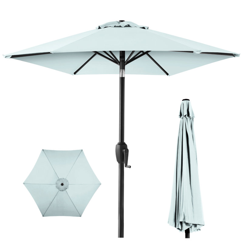 Wayfair Keven 7.5ft Heavy-Duty Outdoor Market Patio Umbrella w/ Push Button Tilt Easy Crank