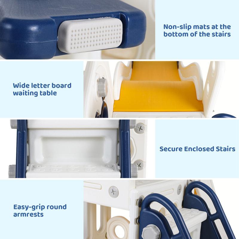 Wayfair Kids Slide L-Shaped 4 In 1 Slide Climber For Toddler With Ball & Hoop Storage Space And Non-Slip