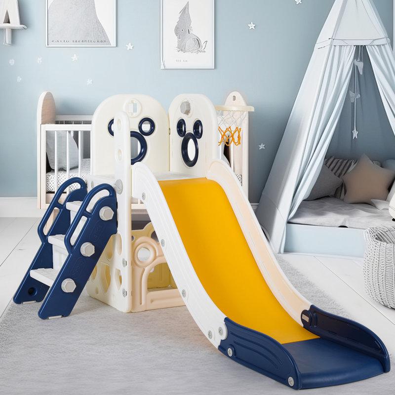 Wayfair Kids Slide L-Shaped 4 in 1 Slide Climber for Toddler with Ball & Hoop Storage Space and Non-Slip