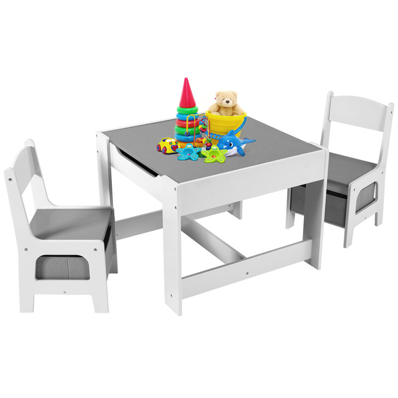 Wayfair Kids Table And Chair Set 4 In 1 Wooden Activity Desk W/Blackboard Storage Toddlers Art Crafts Drawing Reading Playroom