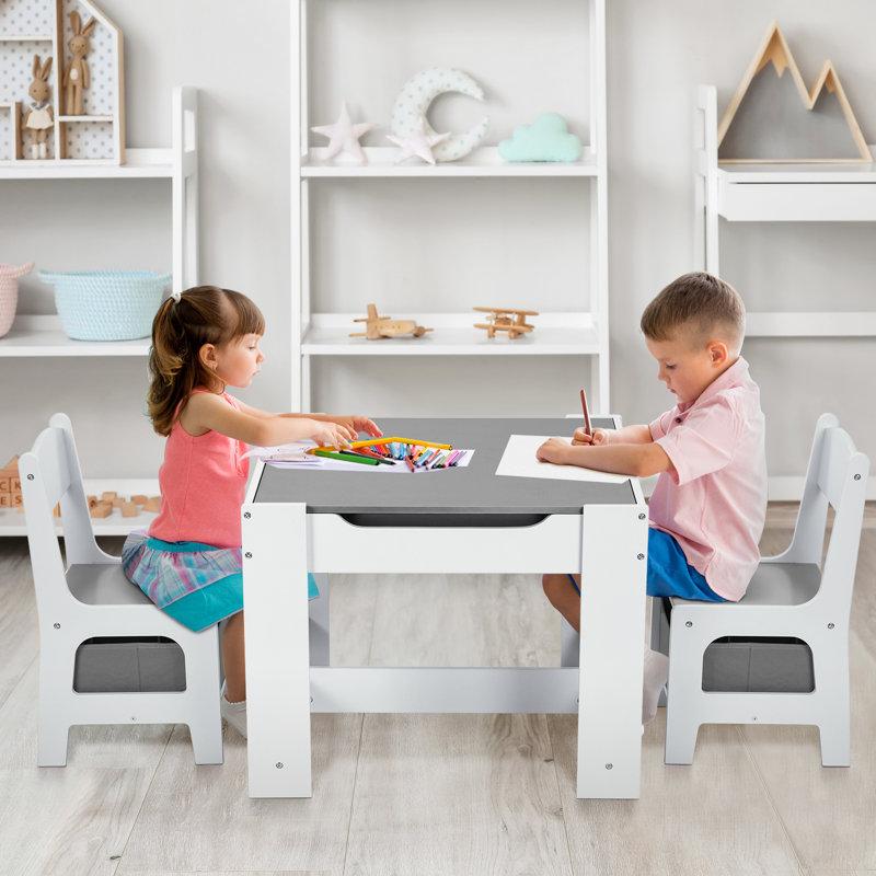Wayfair Kids Table And Chair Set 4 In 1 Wooden Activity Desk W/Blackboard Storage Toddlers Art Crafts Drawing Reading Playroom