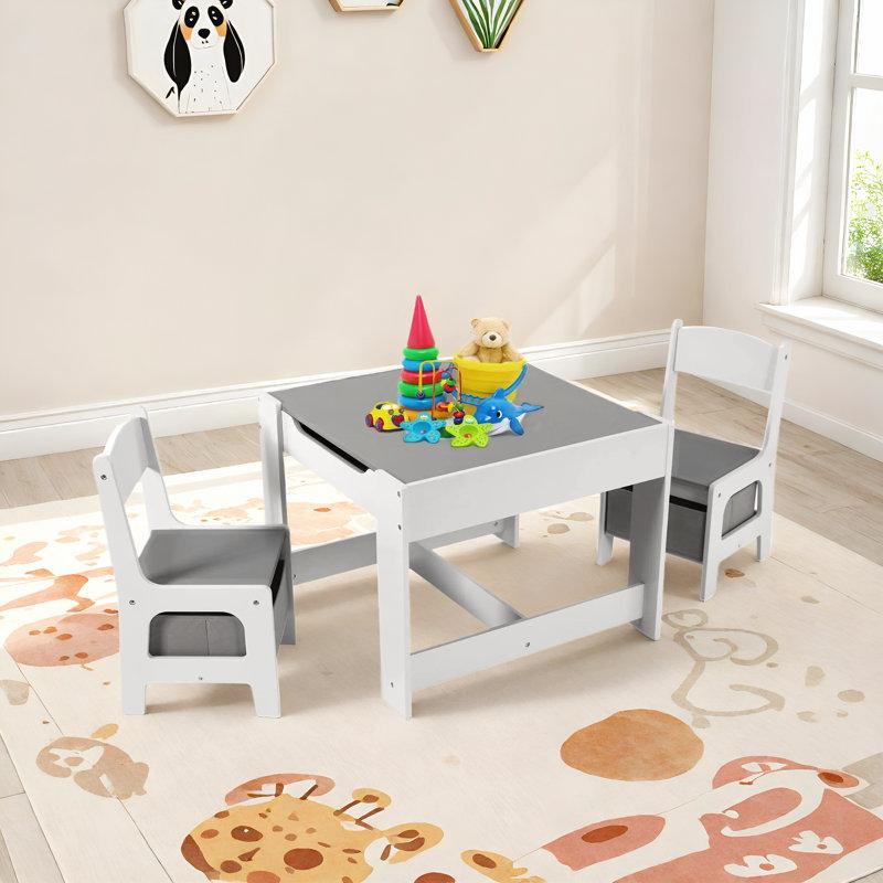 Wayfair Kids Table And Chair Set 4 In 1 Wooden Activity Desk W/Blackboard Storage Toddlers Art Crafts Drawing Reading Playroom