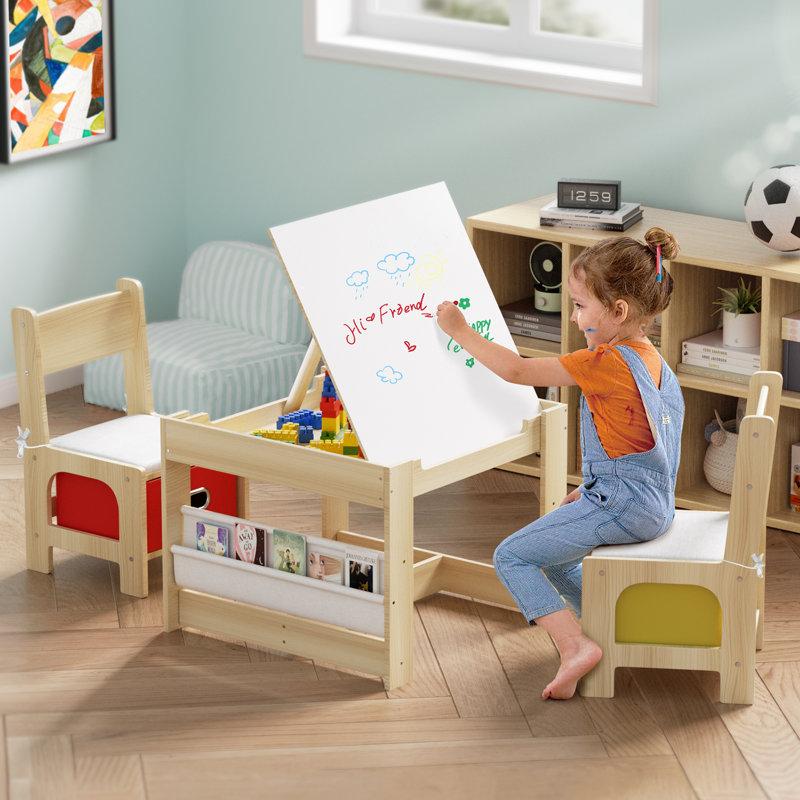 Wayfair Kids Table And Chairs Wooden Kids Table And Chair Set Kids Table With Removable Blackboard Toddler Table And Chairs With Storage Drawer Kids Activity Table For Daycare Classroom Playroom