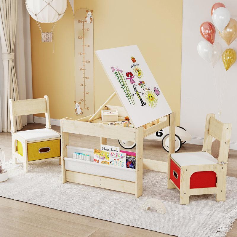 Wayfair Kids Table And Chairs Wooden Kids Table And Chair Set Kids Table With Removable Blackboard Toddler Table And Chairs With Storage Drawer Kids Activity Table For Daycare Classroom Playroom