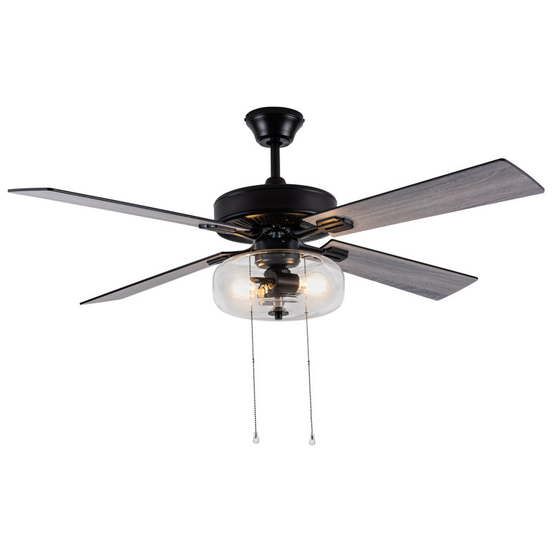 Wayfair Kimbler 52"W Black 4-Blade LED Ceiling Fan With Clear Glass Shade
