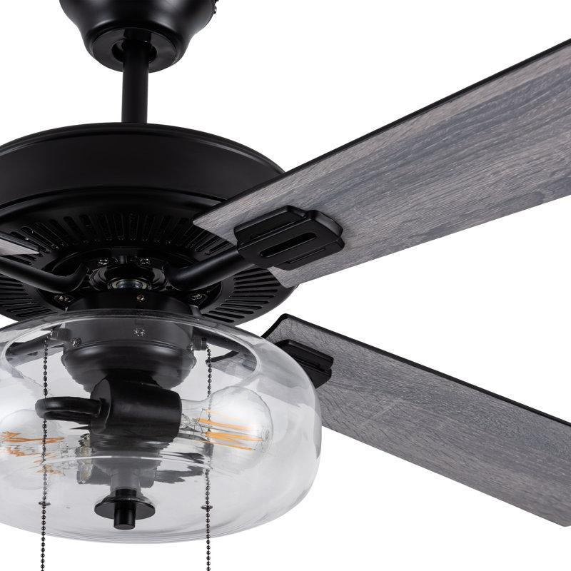 Wayfair Kimbler 52"W Black 4-Blade LED Ceiling Fan With Clear Glass Shade