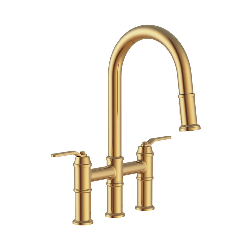 Wayfair Kinzie 2-Handle Bridge Kitchen Faucet With Pull-Down Sprayer D434437BB