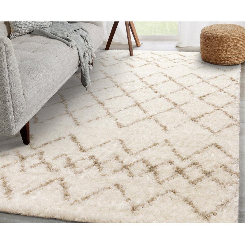 Wayfair Kostantza Collection Cream Beige Soft Trellis Indoor Area Rug