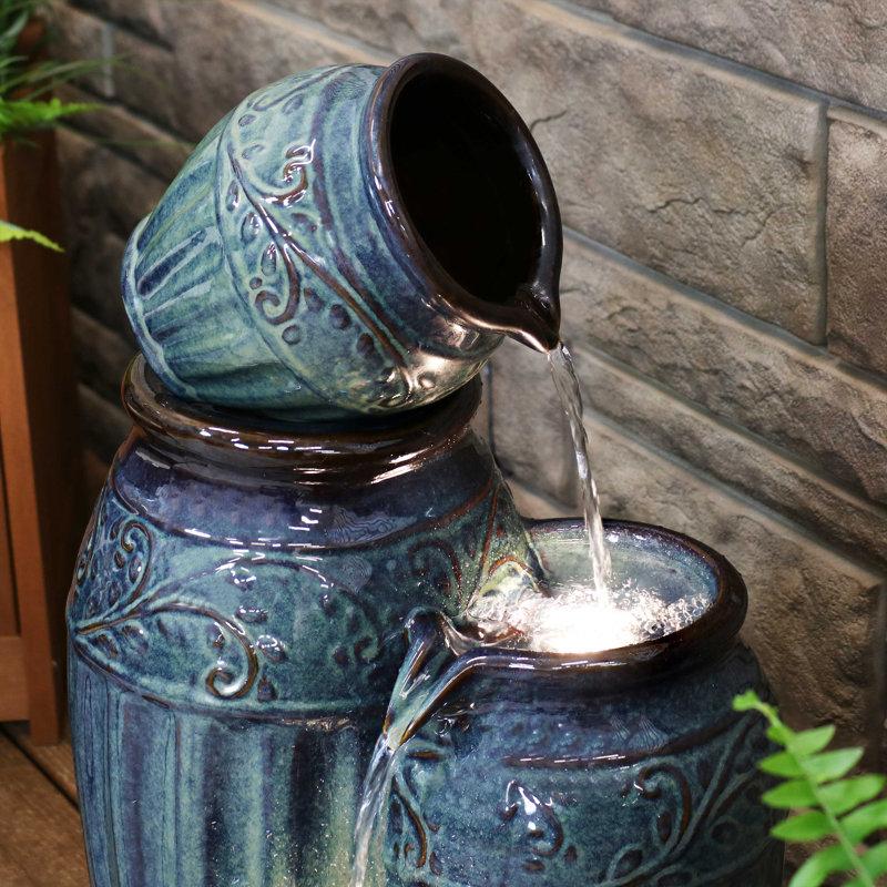 Wayfair Kupski Tour De Vase Ceramic Outdoor Water Fountain With Light