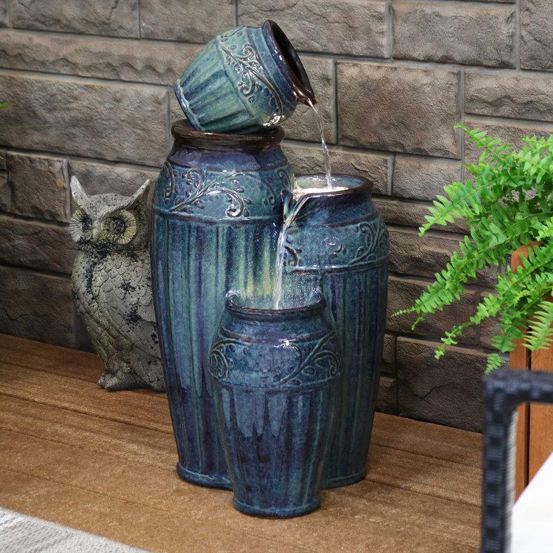 Wayfair Kupski Tour de Vase Ceramic Outdoor Water Fountain with Light