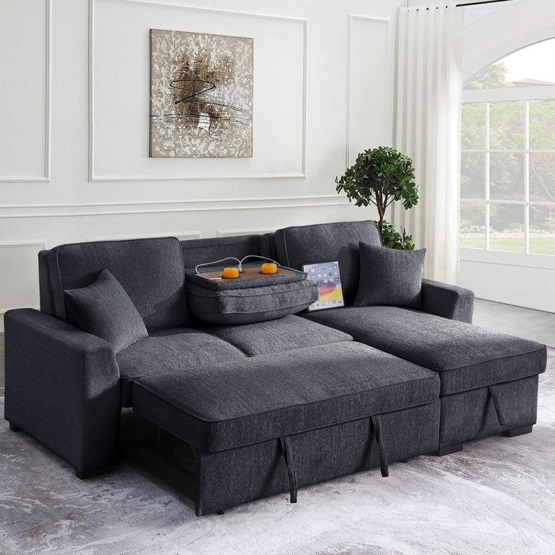 Wayfair L-Shaped Sleeper Sofa Reversible Couch Pull Out Couch With Storage Chaise