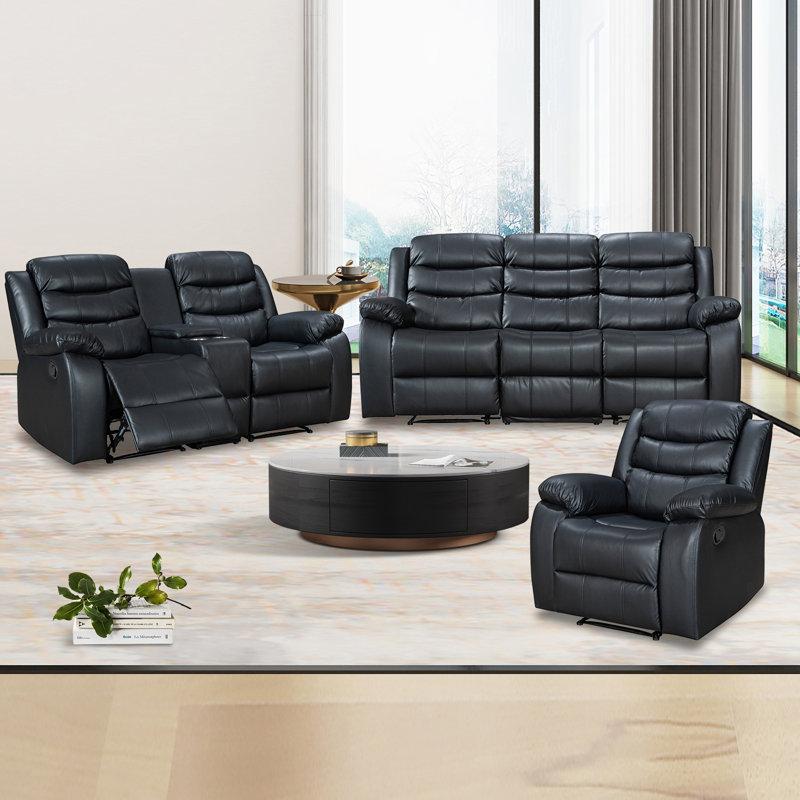 Wayfair Lacreta Humes 3 - Piece Air Leather Recliners Living Room Set