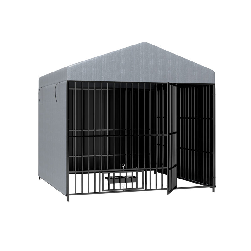 Wayfair Large Dog Kennel Outdoor Pet Pens Dogs Run Enclosure Animal Hutch Metal Coop Fence With Roof Cover(6.6'L X 6.6'W X 6.4'H)
