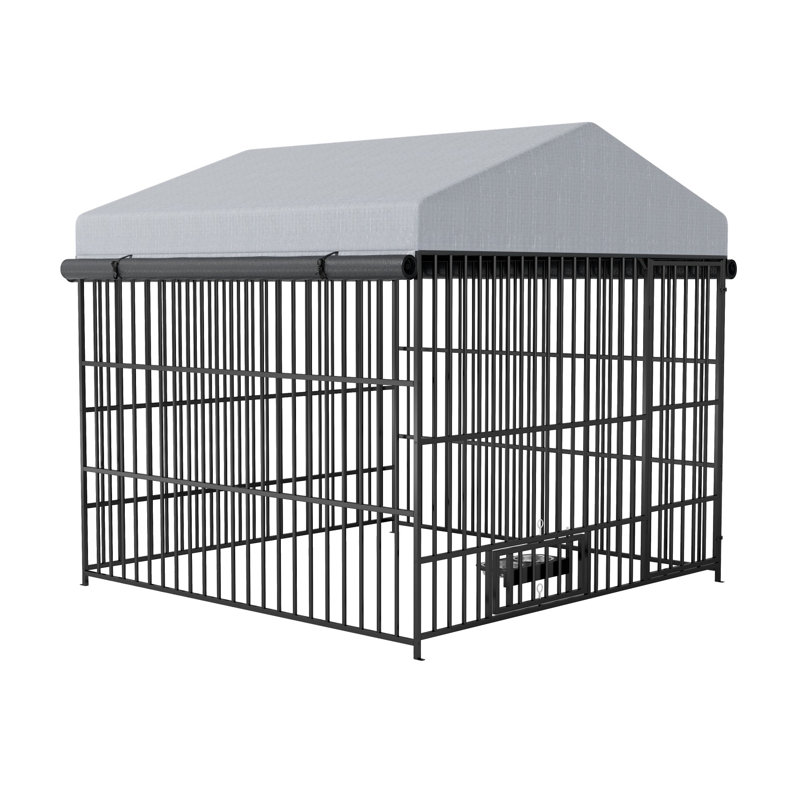 Wayfair Large Dog Kennel Outdoor Pet Pens Dogs Run Enclosure Animal Hutch Metal Coop Fence With Roof Cover(6.6'L X 6.6'W X 6.4'H)