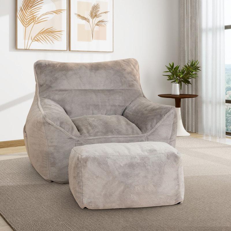 Wayfair Large Faux Fur Memory Foam Filled Bean Bag Chair For Adults And Kids