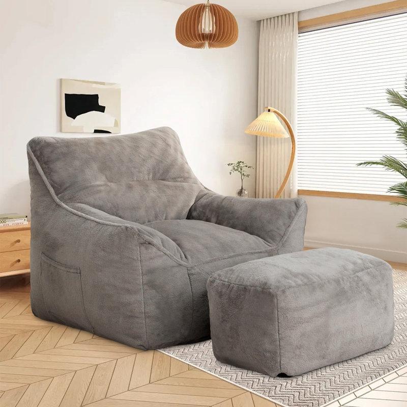 Wayfair Large Faux Fur Memory Foam Filled Bean Bag Chair For Adults And Kids