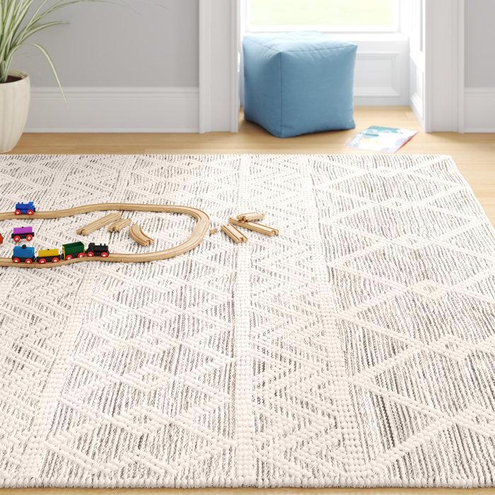 Wayfair Latrissa Moroccan Flatweave Wool Charcoal/Cream Area Rug