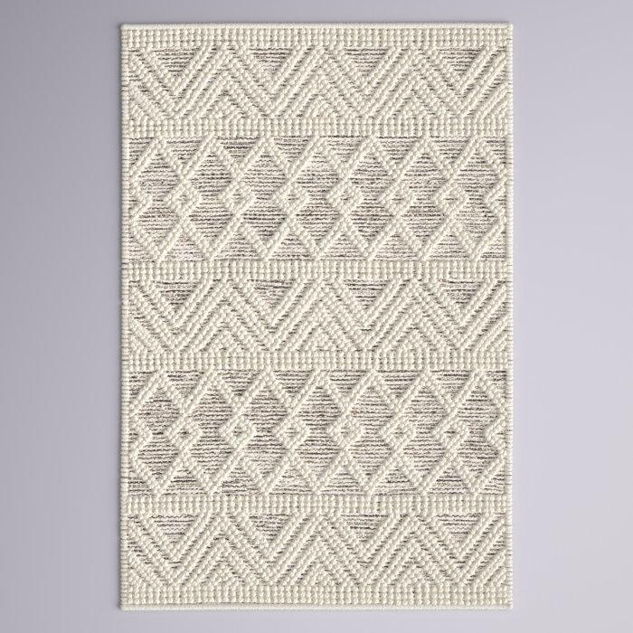 Wayfair Latrissa Moroccan Flatweave Wool Charcoal/Cream Area Rug