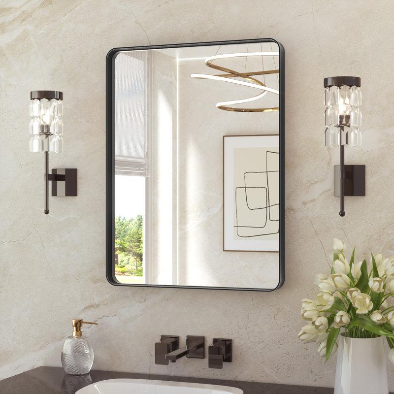 Wayfair Leaderville 1.2" Thick Aluminum Framed Bathroom Mirror Decorative Mirror Wall Mirror With Tempered Glass French Cleat Mounted