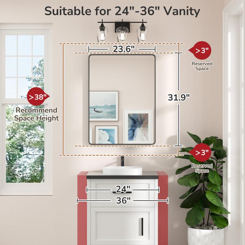 Wayfair Leaderville 1.2" Thick Aluminum Framed Bathroom Mirror Decorative Mirror Wall Mirror With Tempered Glass French Cleat Mounted