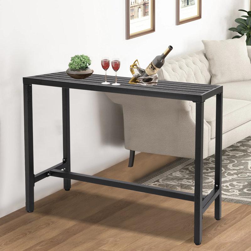 Wayfair Levicy Rectangular Metal Outdoor Bar Table Rectangular Standing Height Table Rectangular Outdoor Buffet & Console Table For Kitchen Deck Backyard Poolside