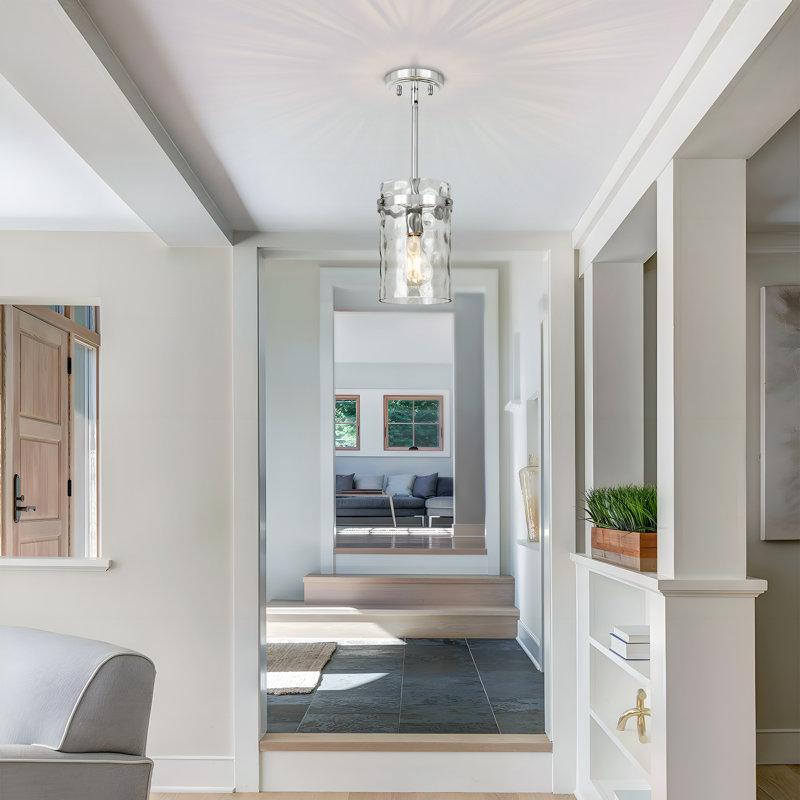 Wayfair Levona 1 - Light Large Kitchen Island Pendant With Clear Hammered Glass Shade