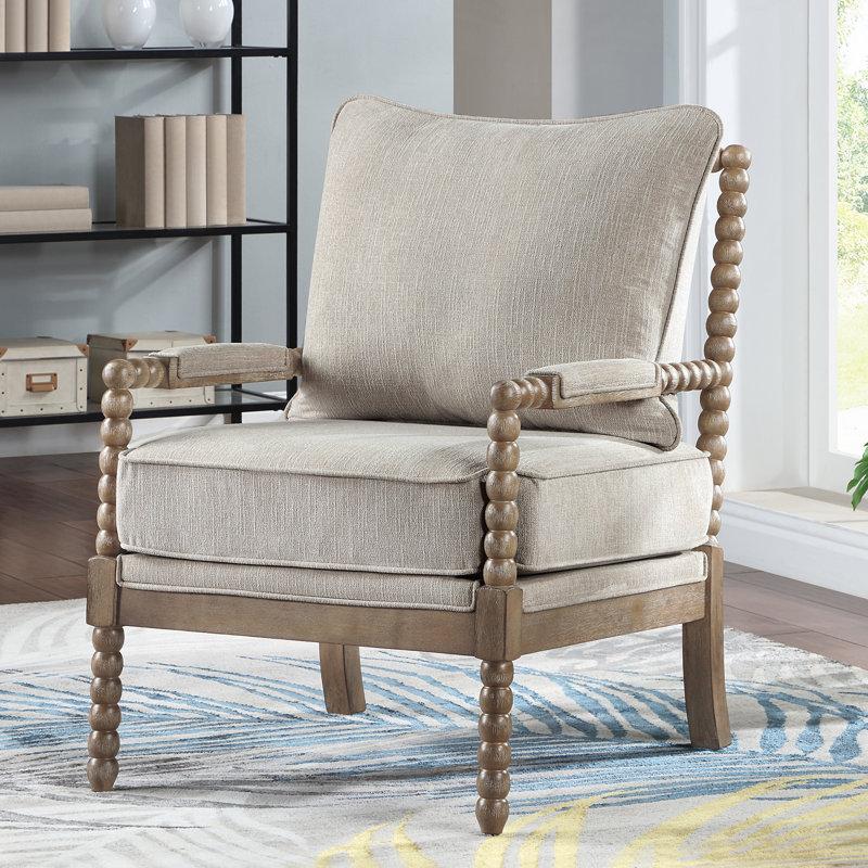 Wayfair Lorentz Modern Farmhouse Accent Chair 25.5" Wide Chenille With Turned Wood And Solid Frame