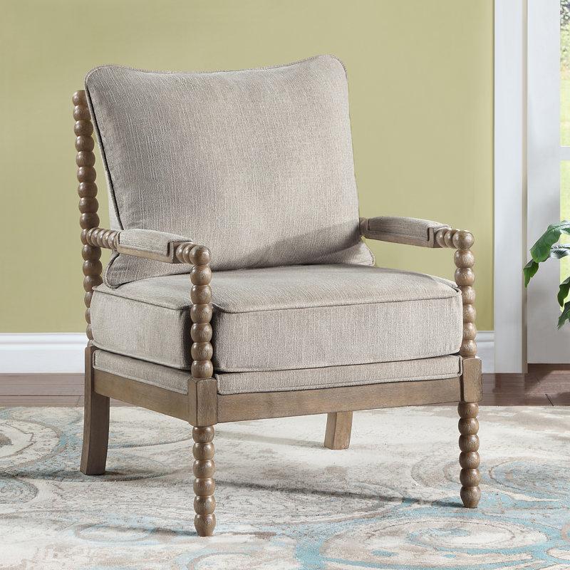 Wayfair Lorentz Modern Farmhouse Accent Chair 25.5" Wide Chenille With Turned Wood And Solid Frame