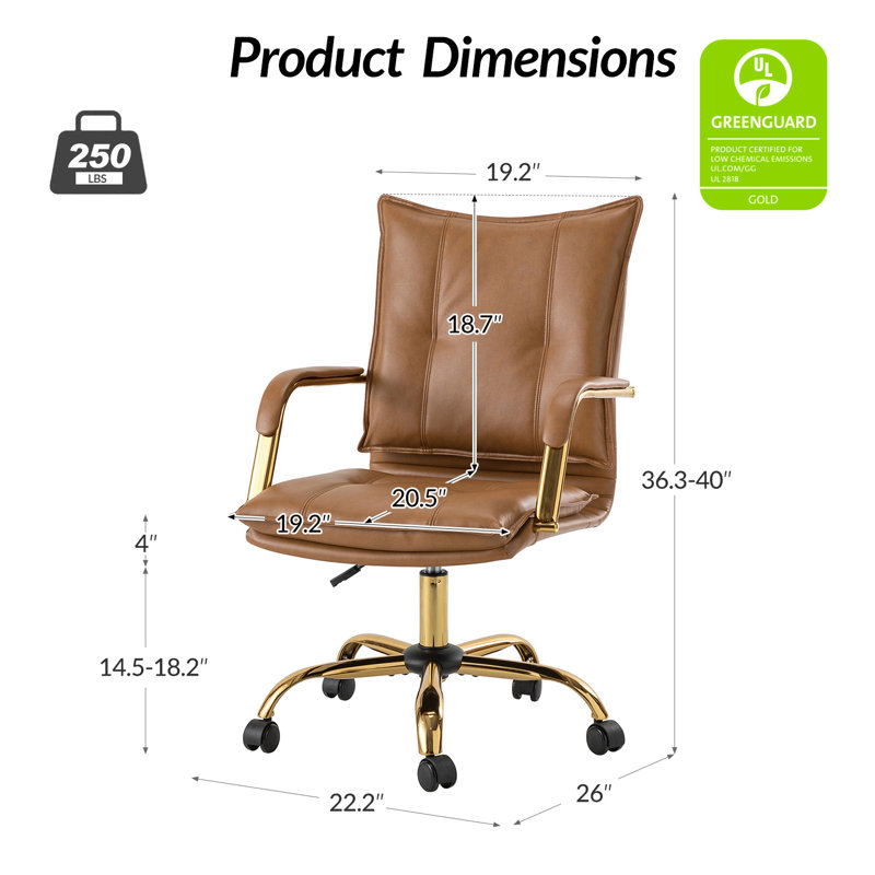 Wayfair Lundgren Faux Leather Task Chair With Padded Arms