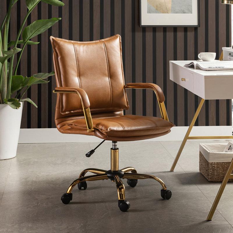 Wayfair Lundgren Faux Leather Task Chair with Padded Arms
