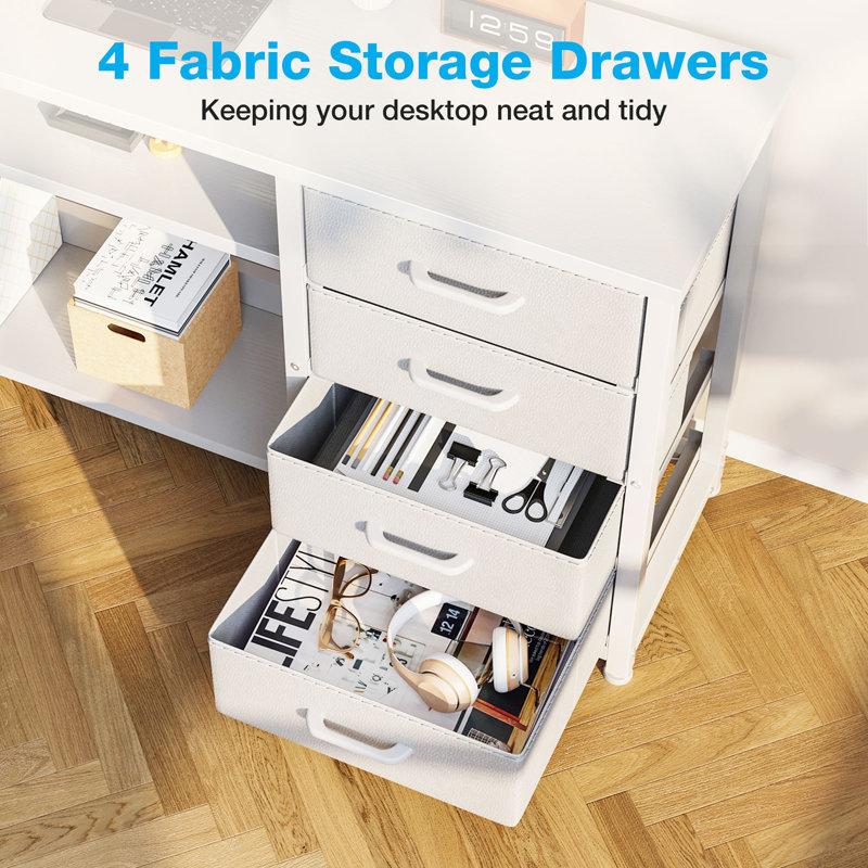 Wayfair Lymon L-Shaped Metal Base Computer Desk With Power Outlet