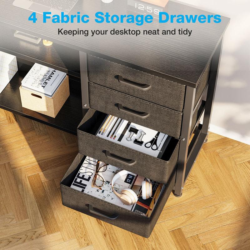 Wayfair Lymon L-Shaped Metal Base Computer Desk With Power Outlet