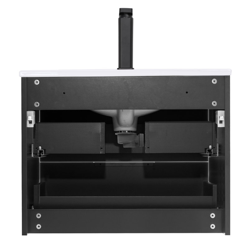 Wayfair Makowski 24" Wall Mounted Single Bathroom Vanity Set With Sink Top Zinc Alloy Faucet Floating Cabinet With Soft-Close Drawers