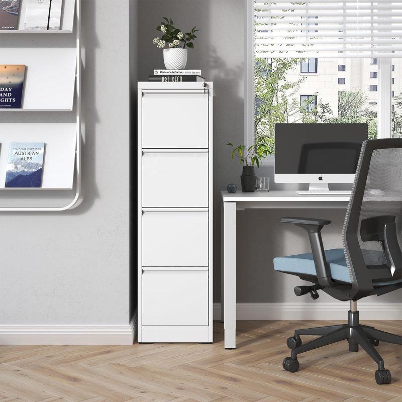Wayfair Malaja 52.4"H 4-Drawer Metal Vertical File Cabinet With Lock For Home Office–Heavy-Duty & Space-Efficient