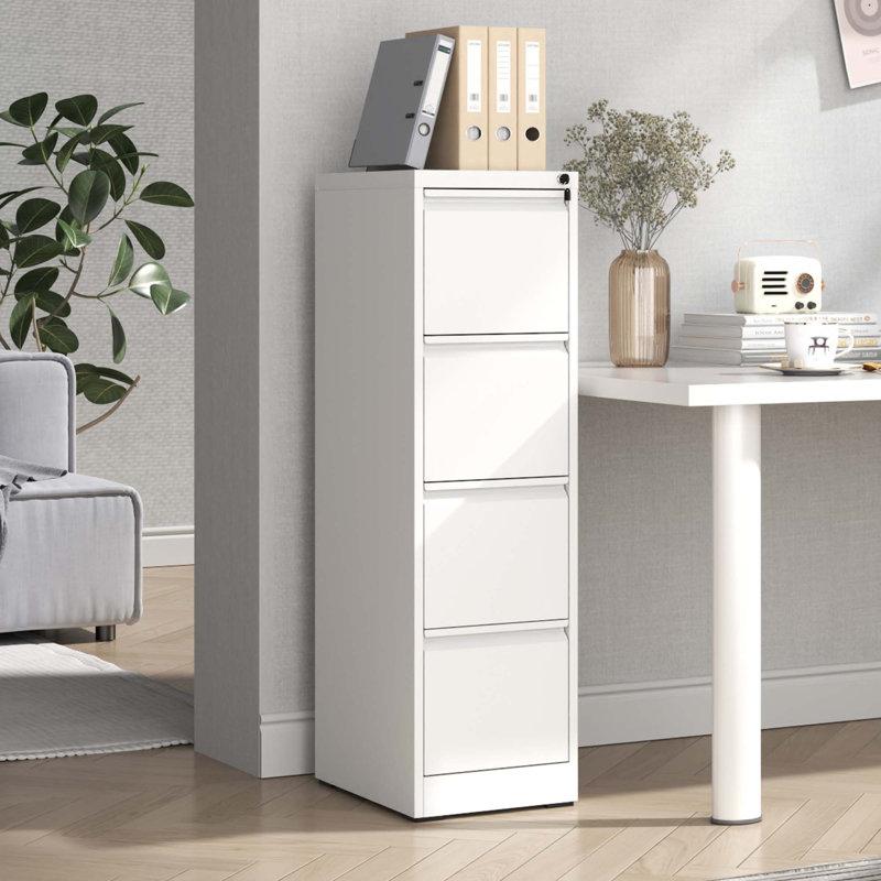Wayfair Malaja 52.4"H 4-Drawer Metal Vertical File Cabinet with Lock For Home Office–Heavy-Duty & Space-Efficient