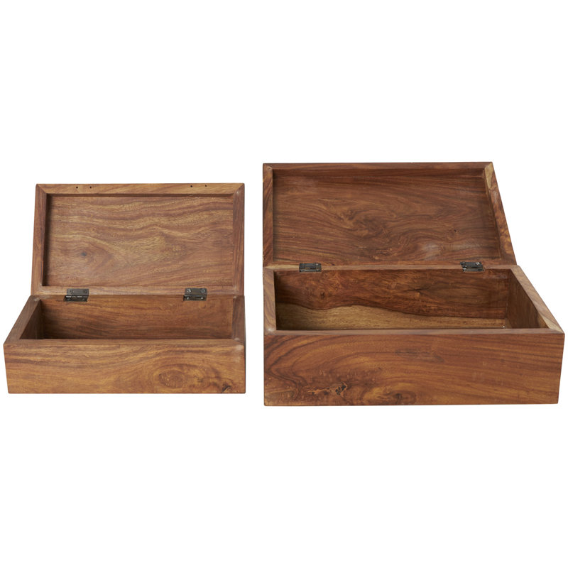 Wayfair Mango Wood Decorative Brown Box With Silver Diagonal Stripes Set