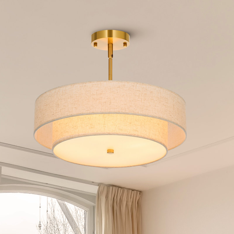 Wayfair Maskell 4-Light Fabric Semi Flush Mount Ceiling Light Chandelier Drum Pendant