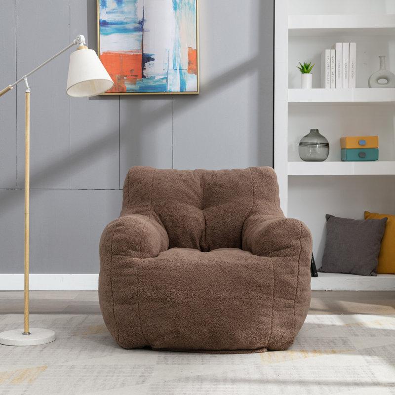 Wayfair Medium Bean Bag Chair Soft Fabric Tufted Foam Bean Bag Chair With Fabric 39.37"×Width37"×Height27.56"
