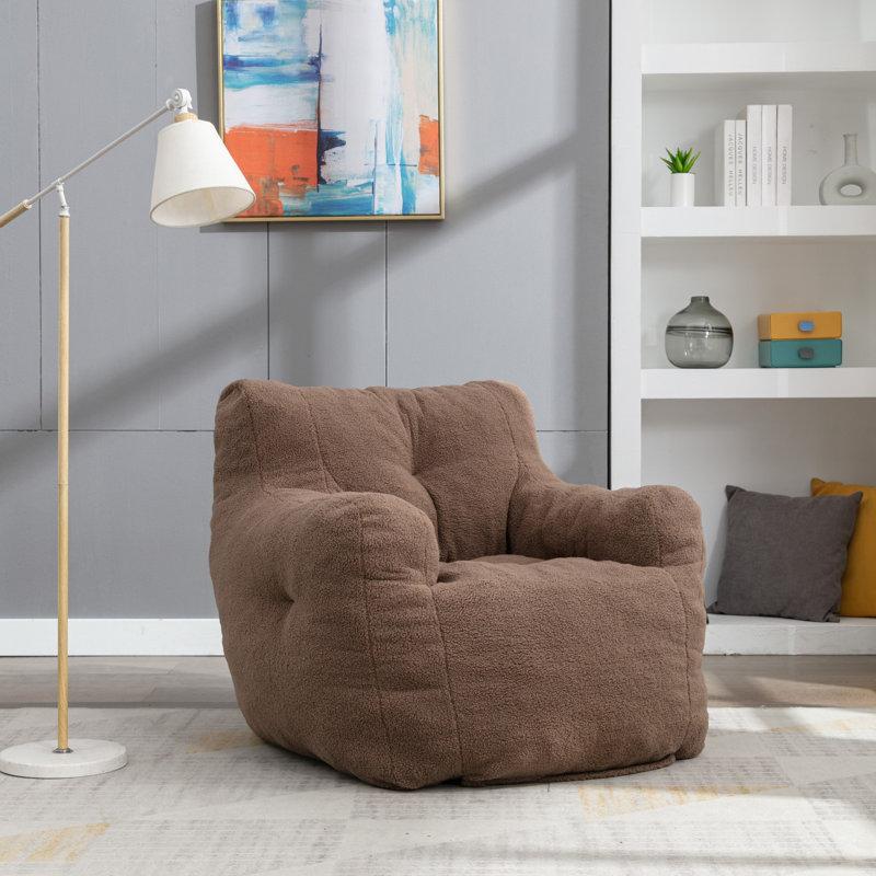 Wayfair Medium Bean Bag Chair Soft Fabric Tufted Foam Bean Bag Chair With Fabric 39.37"×Width37"×Height27.56"