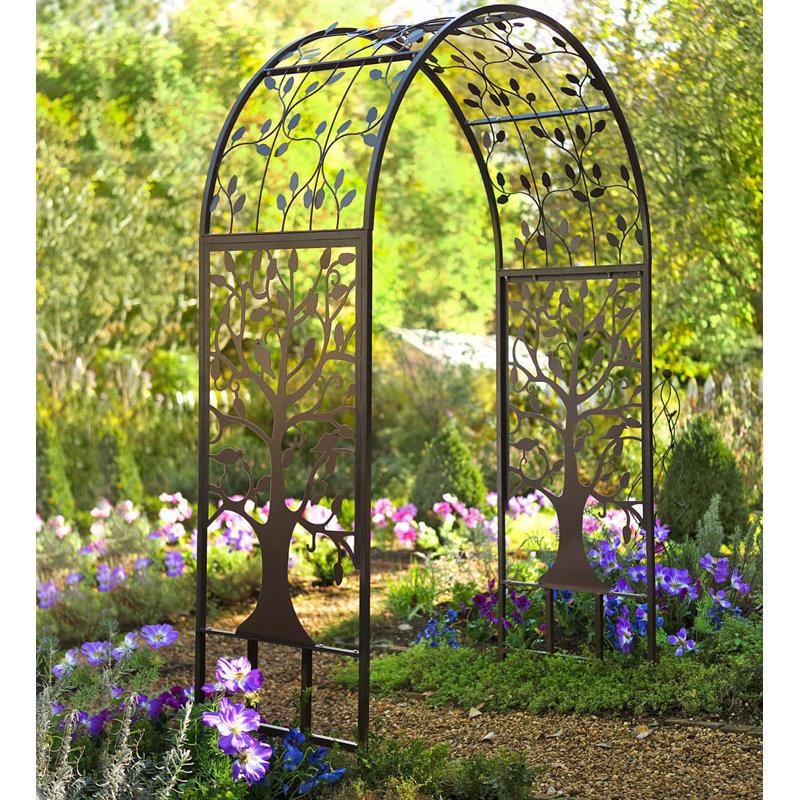 Wayfair Melina Metal Arched Garden Arbor with Tree of Life Design